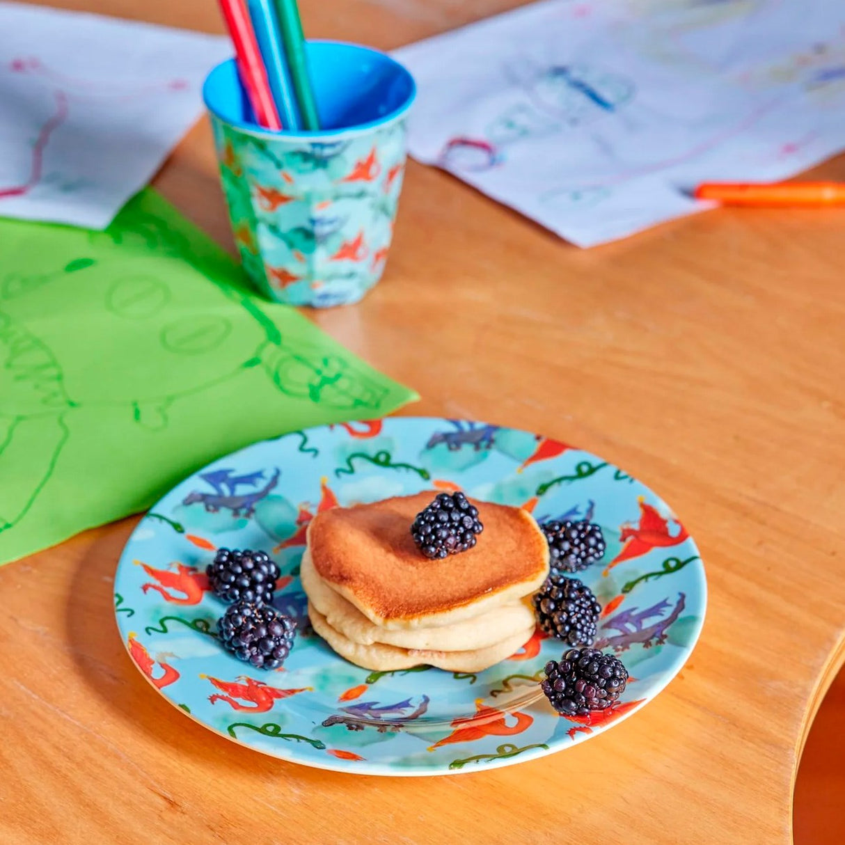 Rice Melamine Kids Side Plate med Dragon Print