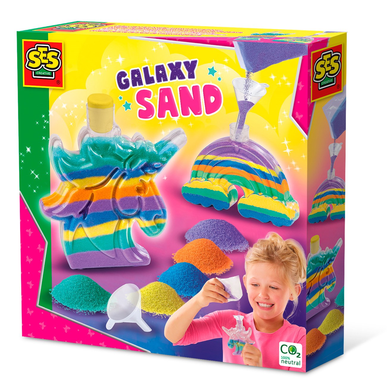 SES Creative Sand Art - Galaxy - Enhjørning og regnbue