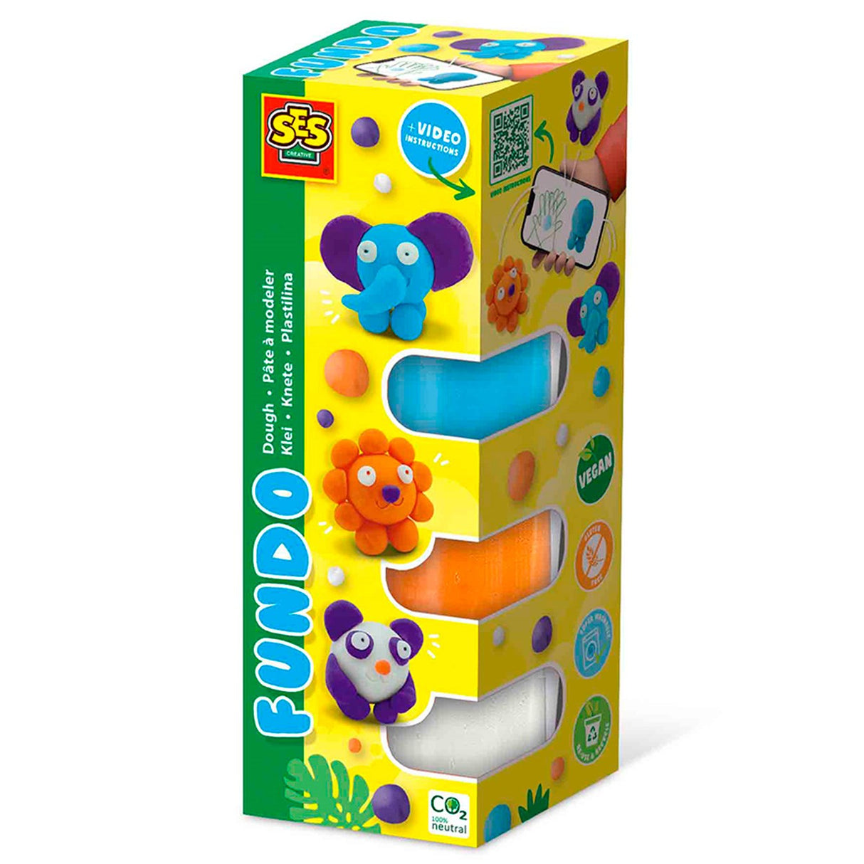 SES Kreativ Modellering Voks - Fundo Wildlife 3X90Gr-1X40Gr