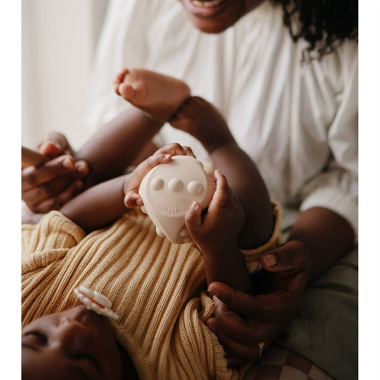 Mushie Silikone Terning 2-pakning Blush/Shifting Sands