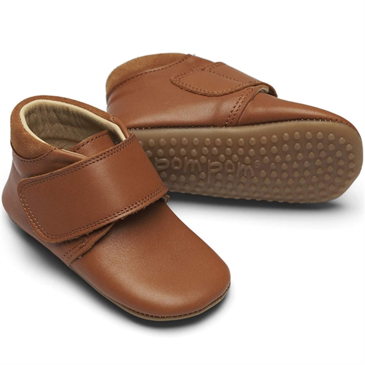 Pom Pom Tøfler Velcro Camel
