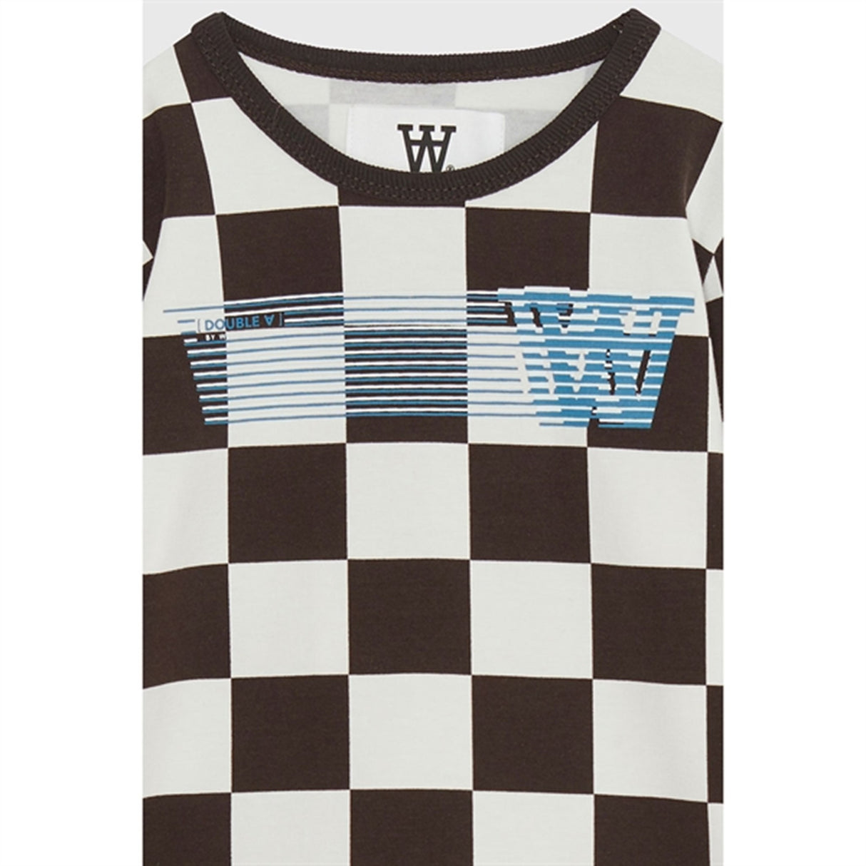 Wood Wood Off-White/Black Coffee Aop Kim Checkered Genser