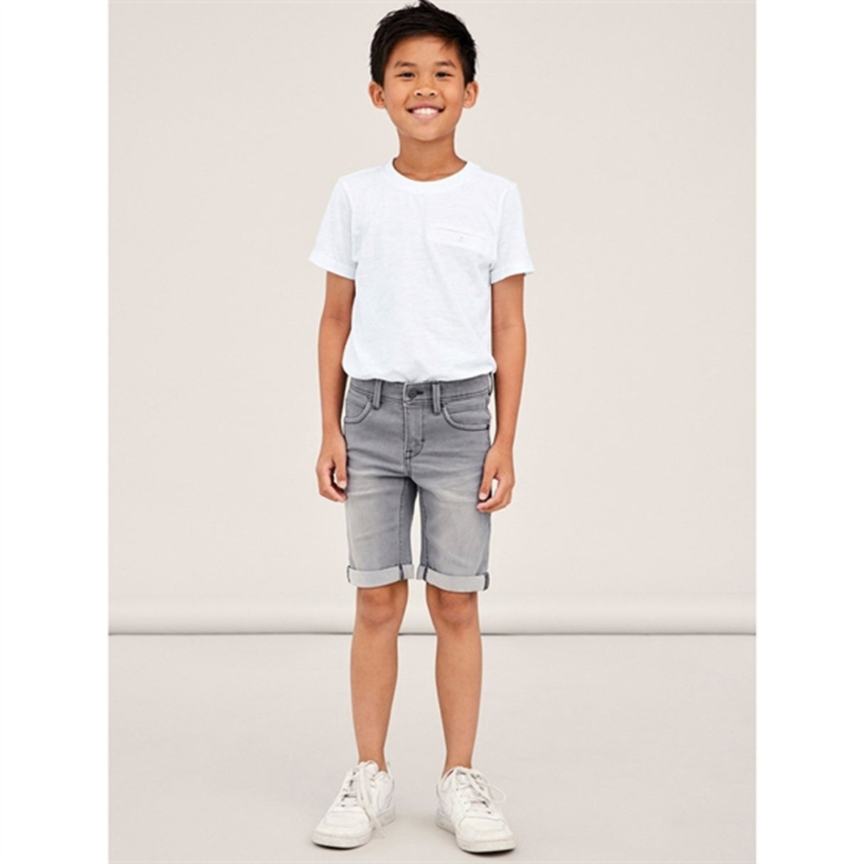 Name it Medium Grey Denim Silas Slim Denim Shorts Noos