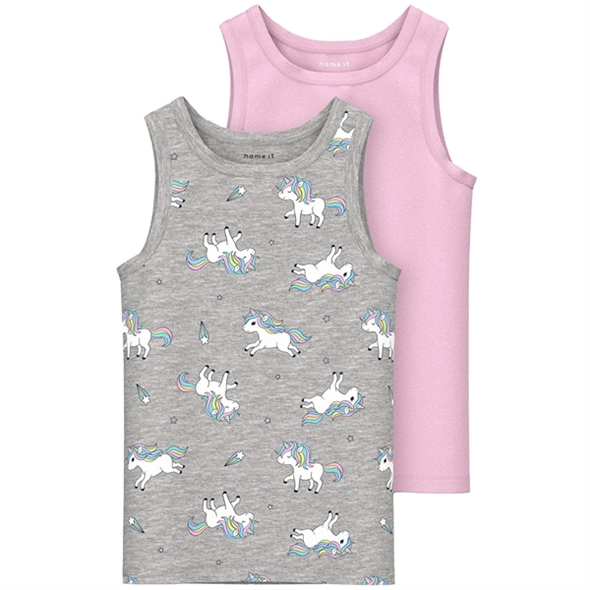 Name it Grey Melange Unicorn Noos Tank Topp 2-Pak