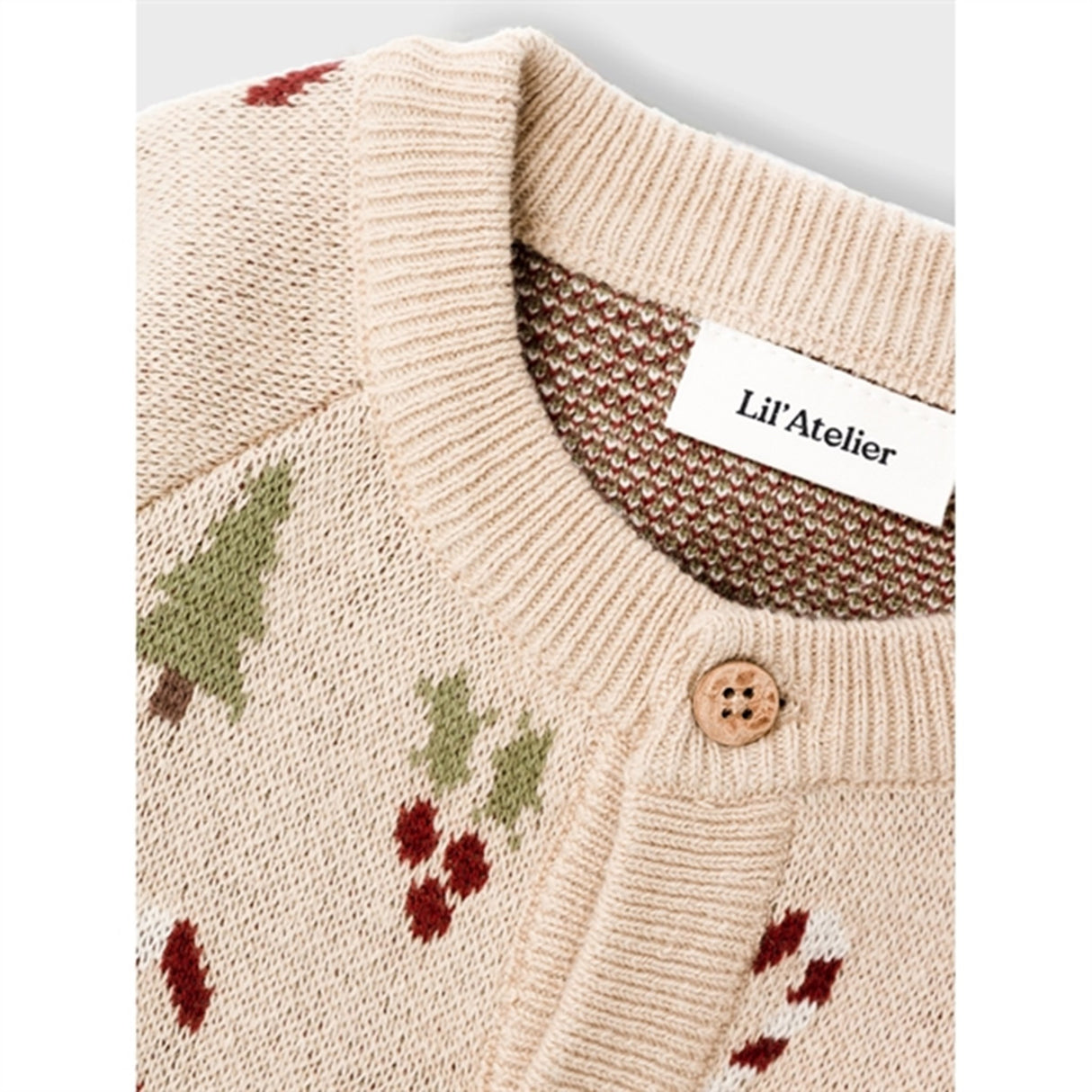 Lil'Atelier Warm Sand Melange Lamao Strikk Cardigan