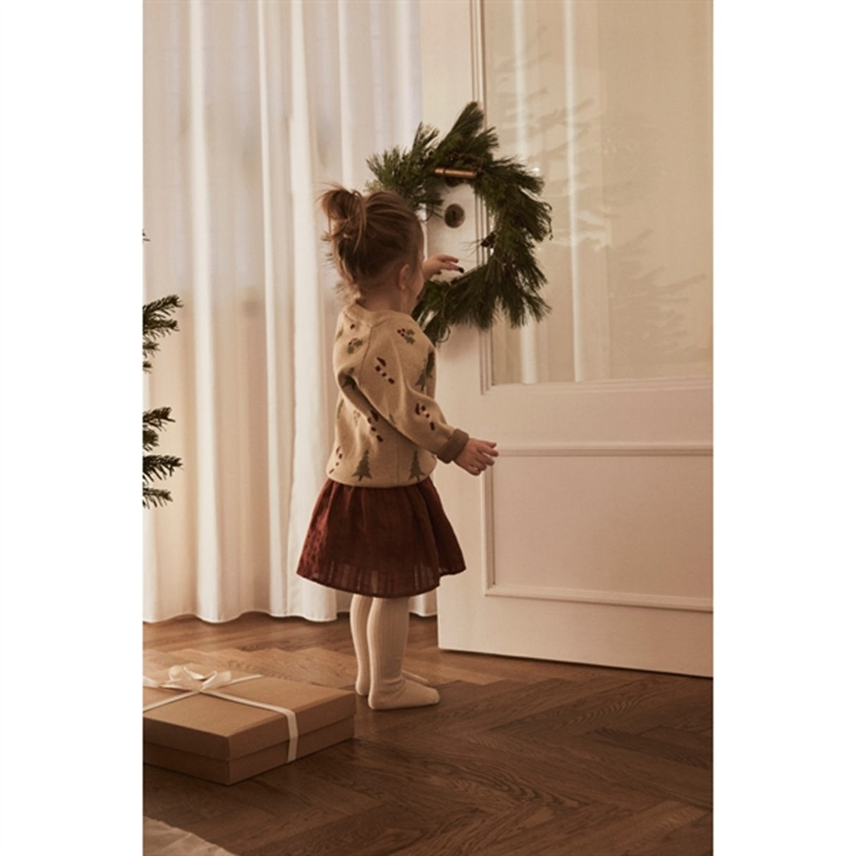 Lil'Atelier Warm Sand Melange Lamao Strikk Cardigan