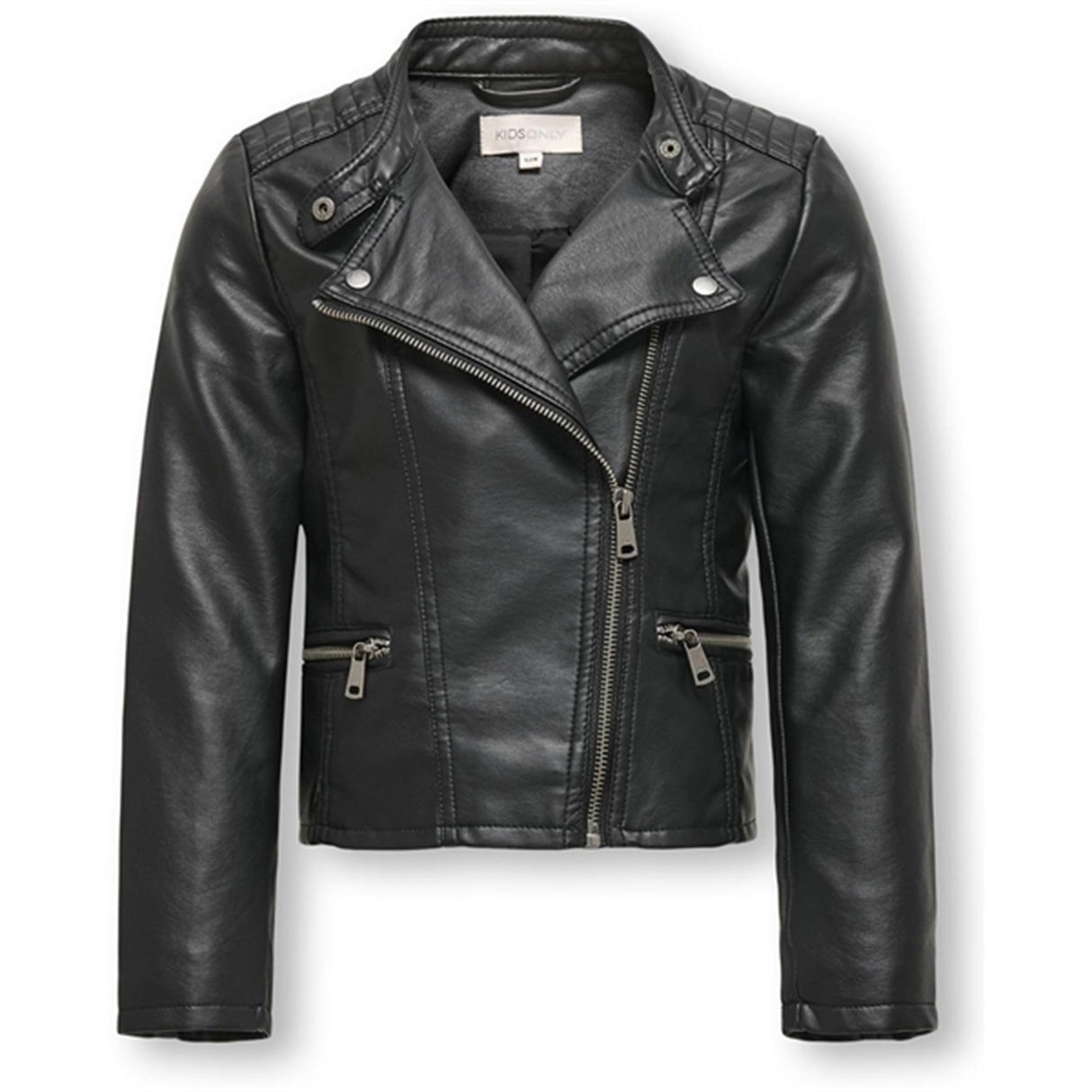 Kids ONLY Black Freya Faux Lær Biker Jakke Noos