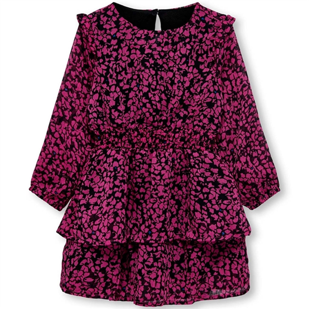 Kids ONLY MINI Black Broken Flowers Fuchsia Purple Isabella Smock Kjole