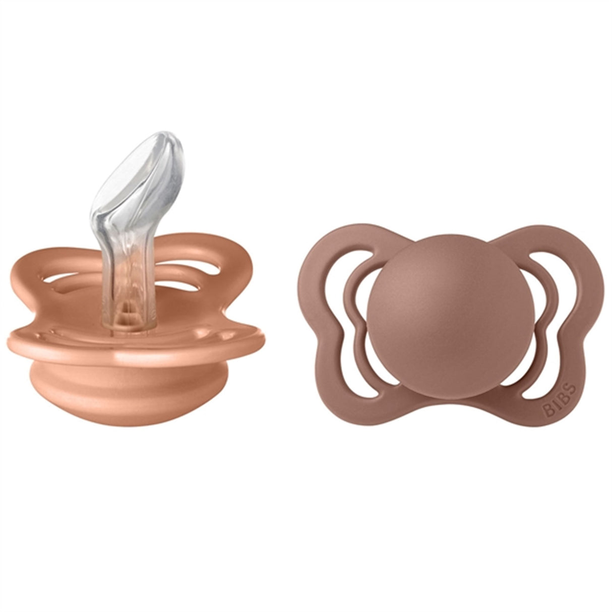 Bibs Couture Silikon Smokk 2-pak Anatomisk Fersken / Woodchuck