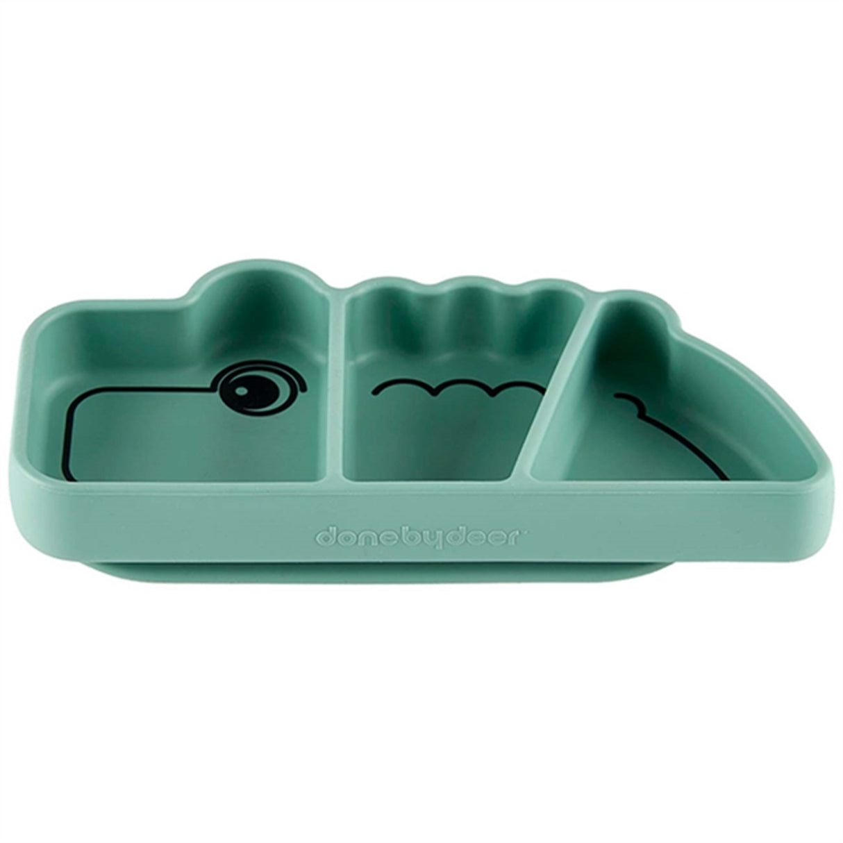 Done by Deer Silikone Stick & Stay Snack Plate Croco Green