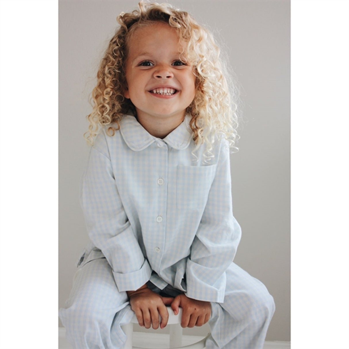 lalaby Blue Gingham Klassisk Pyjamas