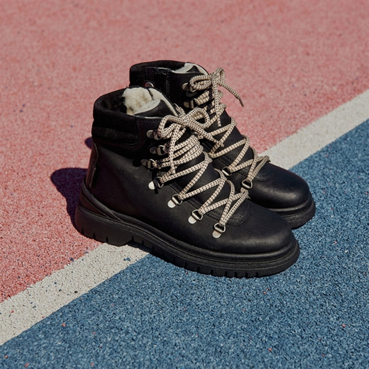 Angulus Tex Snørrestøvle Med Glidelås Black