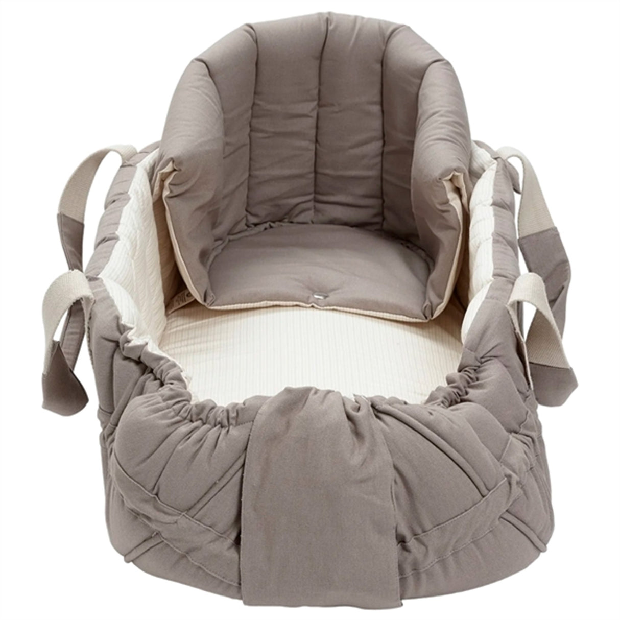 Copenhagen Colors Multifunksjonell Kalesje for Babylift Dark Grey Solid w. Creme Stripe