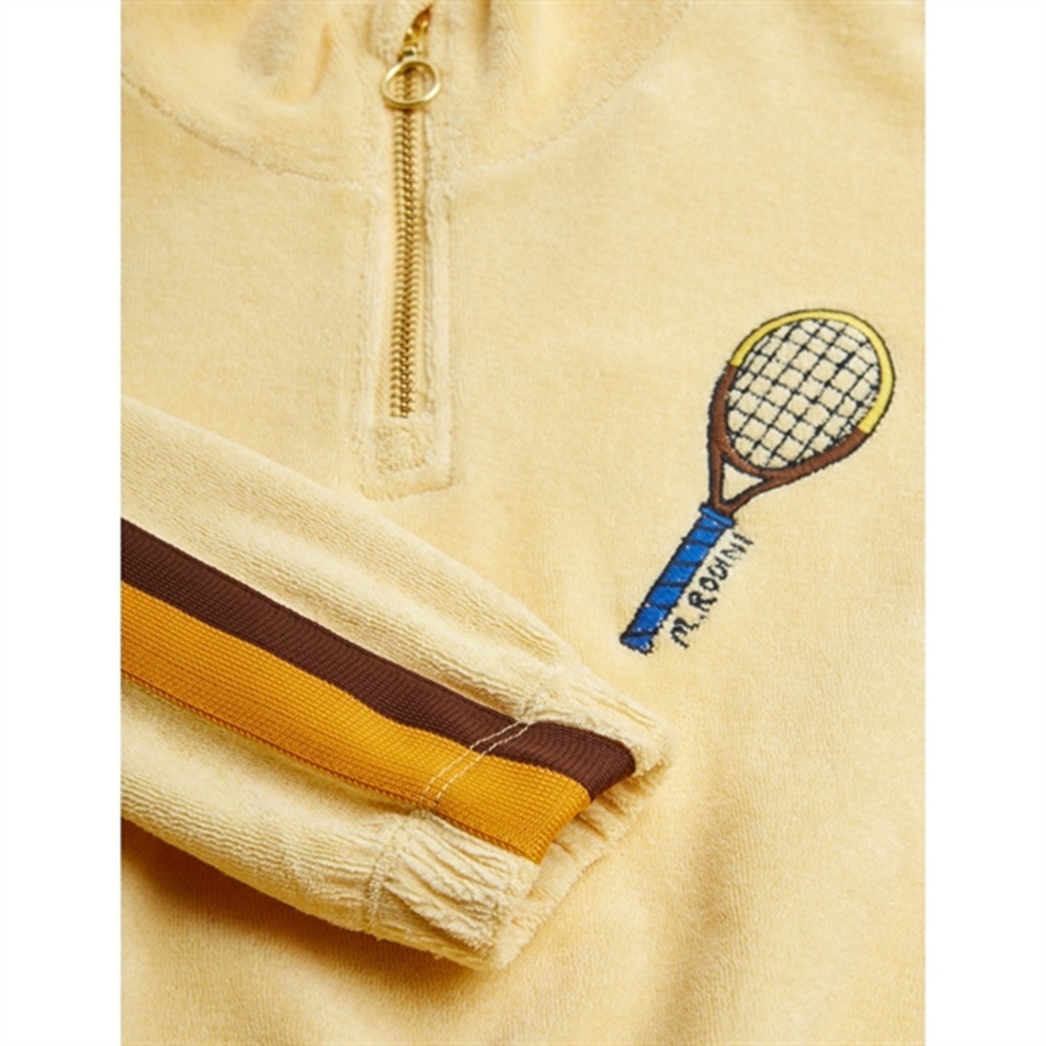 Mini Rodini Yellow Tennis Emb Terry Halfzip Collegegenser 5