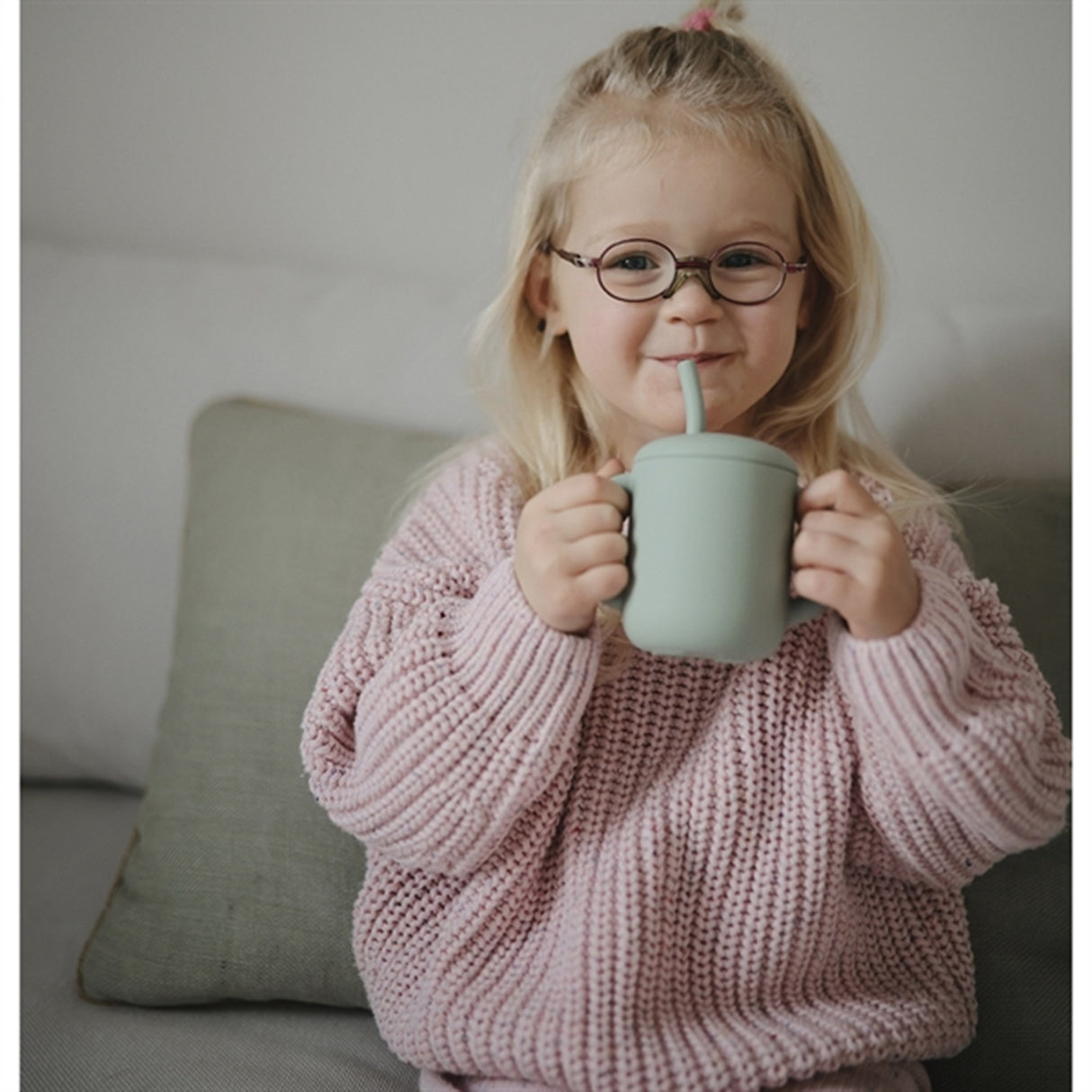 Mushie Silikone Drikkekopp Cambridge Blue