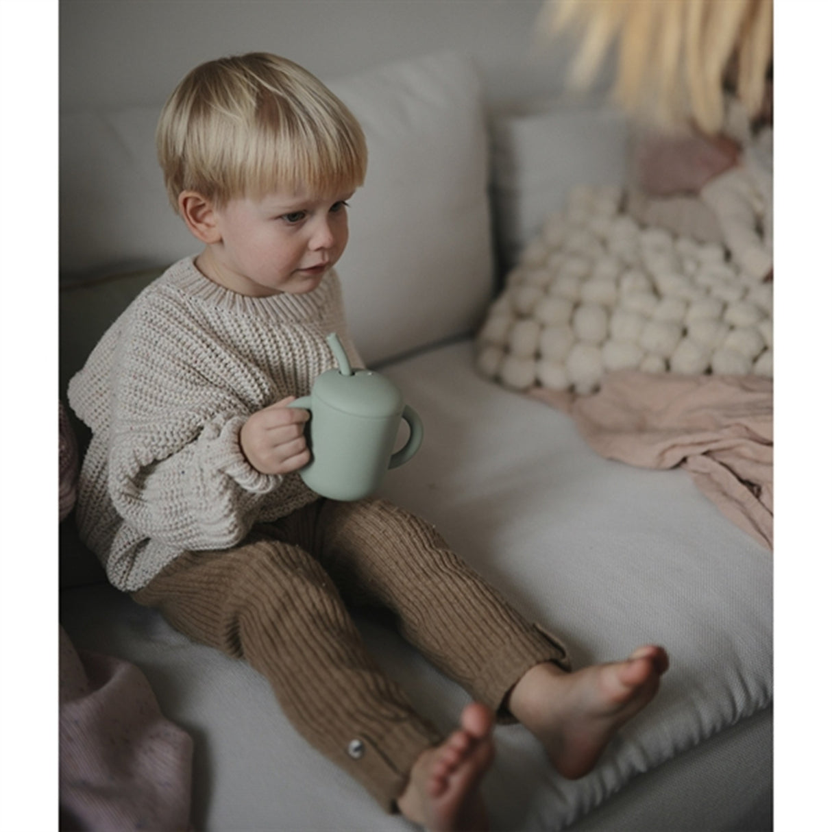 Mushie Silikone Drikkekopp Cambridge Blue