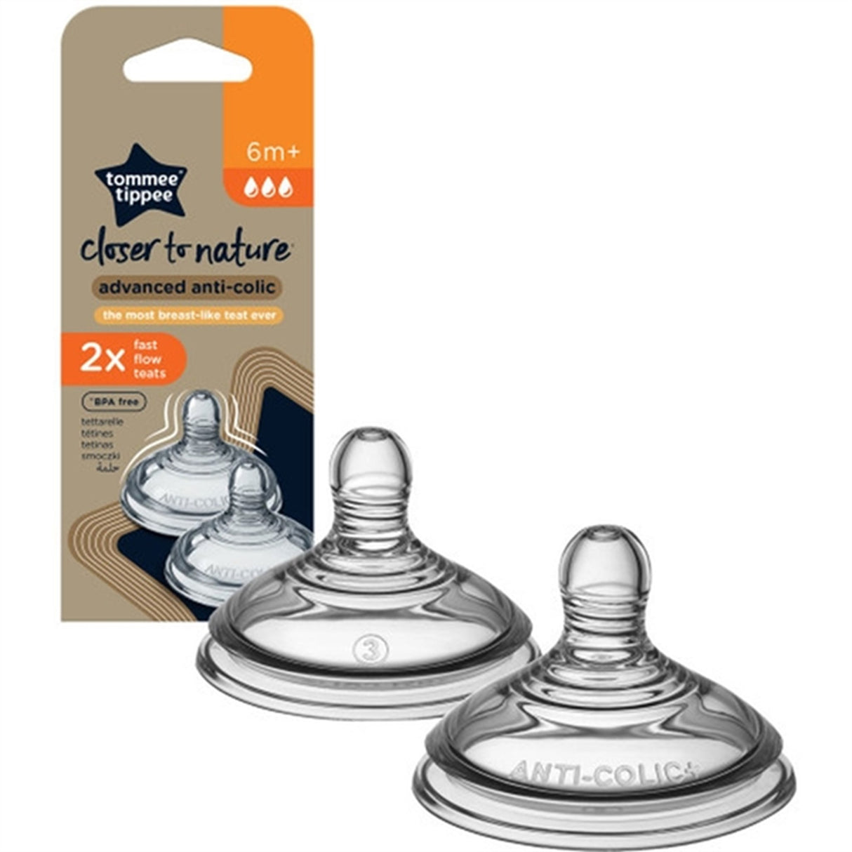 Tommee Tippee Flaskesmokk Anti-Kolikk 6+ mdr (fast) 2 stk.