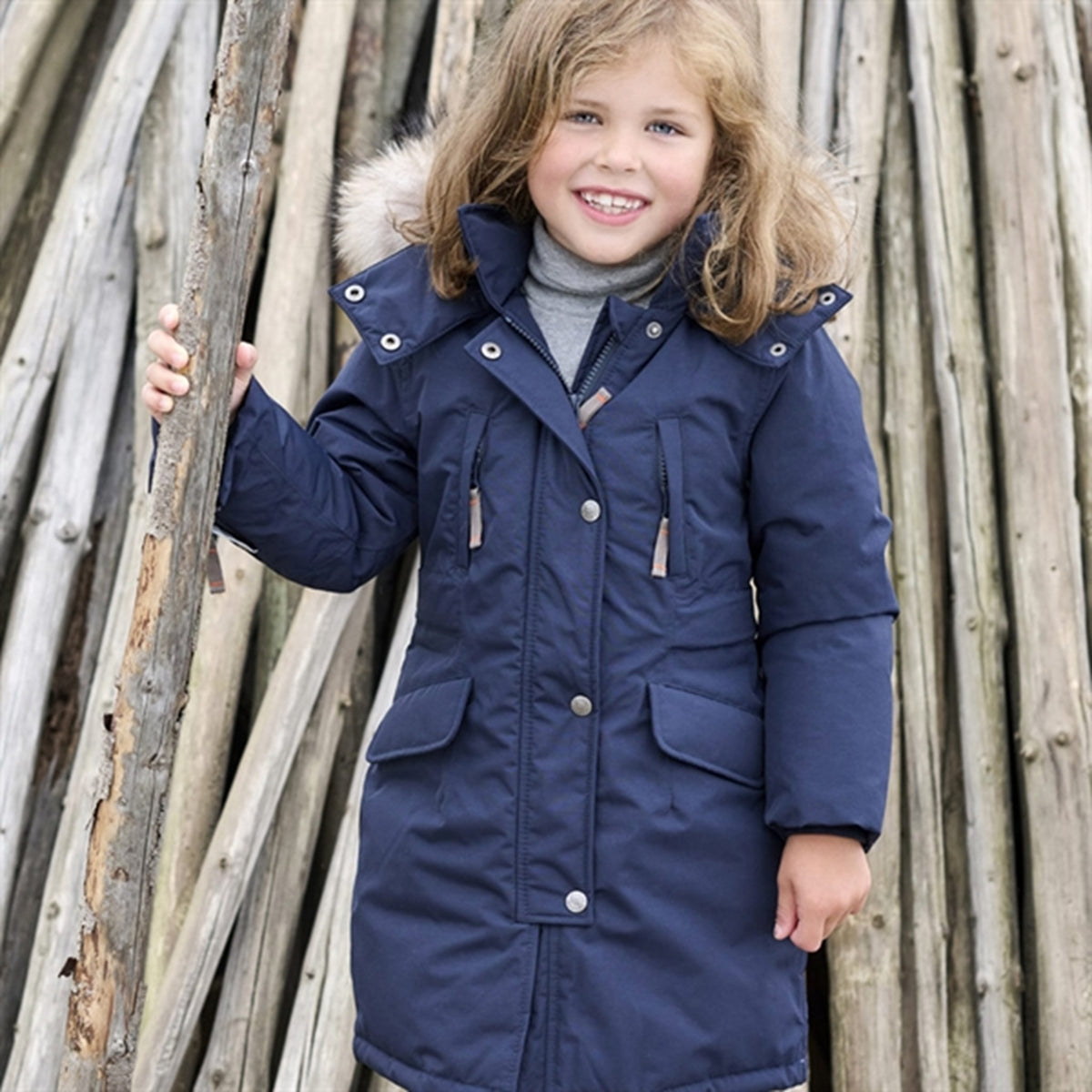 Ver de Terre Eskimo Girls Dunjakke m. Pels Navy
