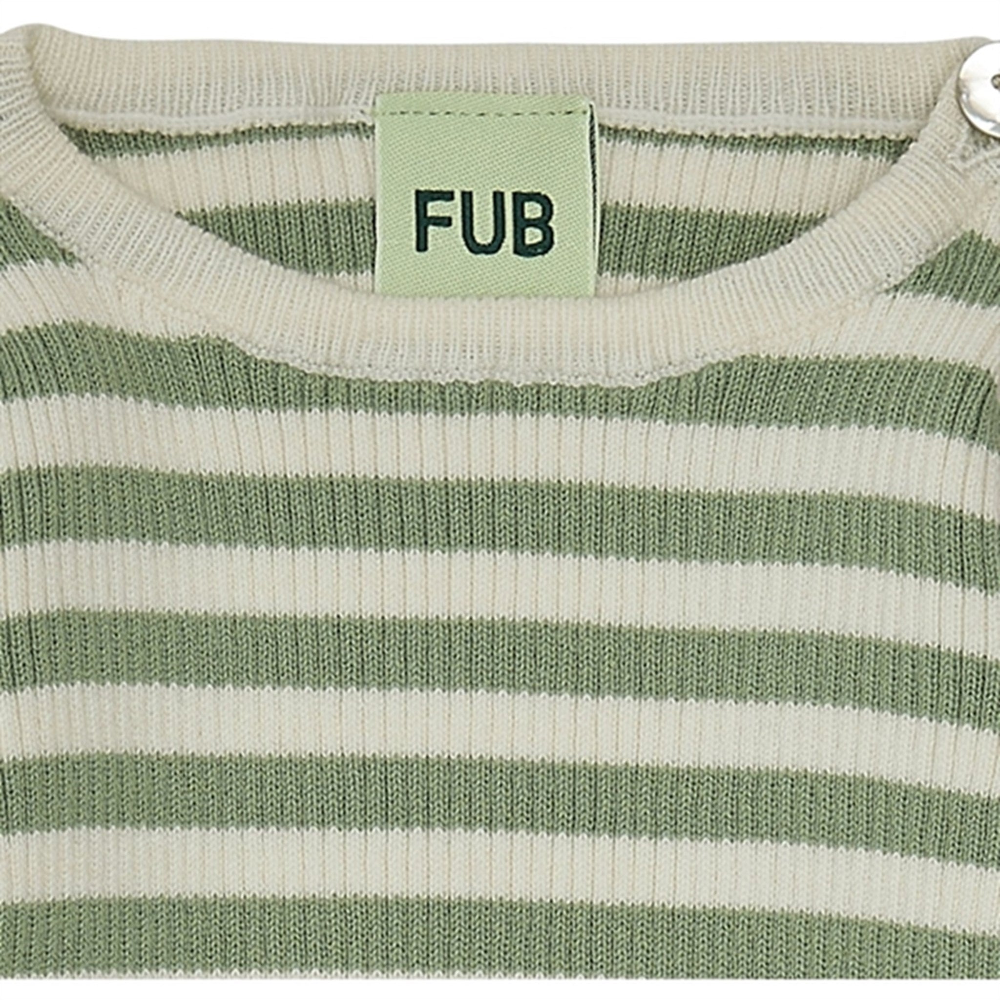 FUB Baby Striped Rib Genser Ecru/Leaf 2