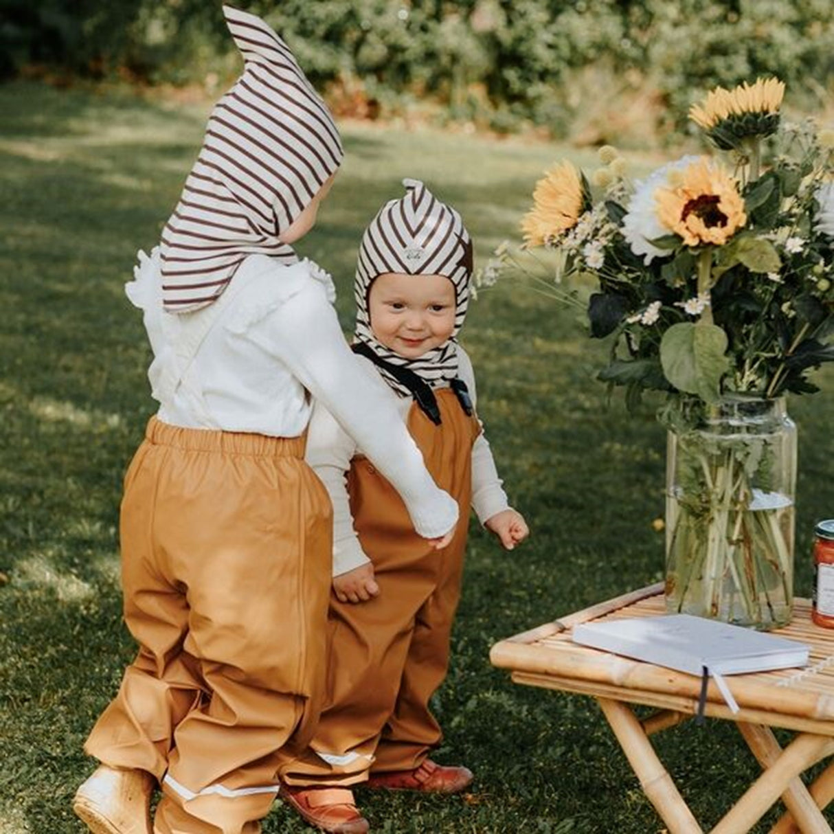 Racing Kids Elephant Hat Top Star Stripe Brun / Hvit