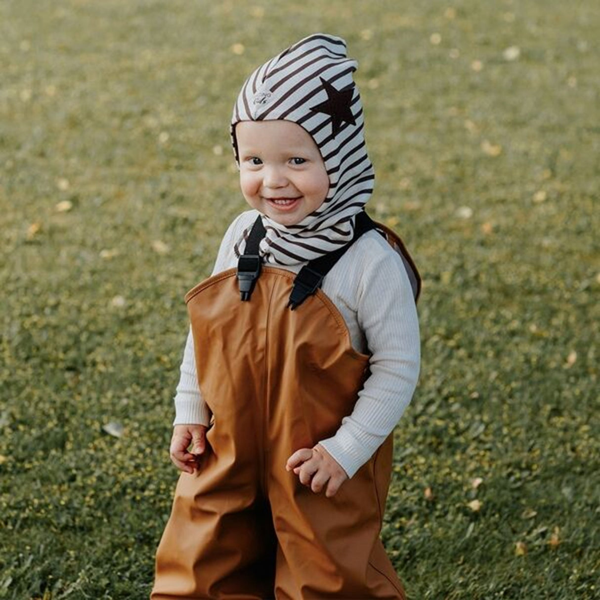 Racing Kids Elephant Hat Top Star Stripe Brun / Hvit