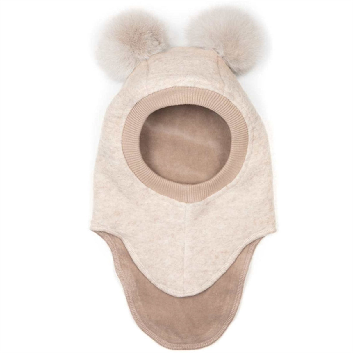 Huttelihut Elefantlue m. Alpaca Pompoms Big Bear Sand Melange