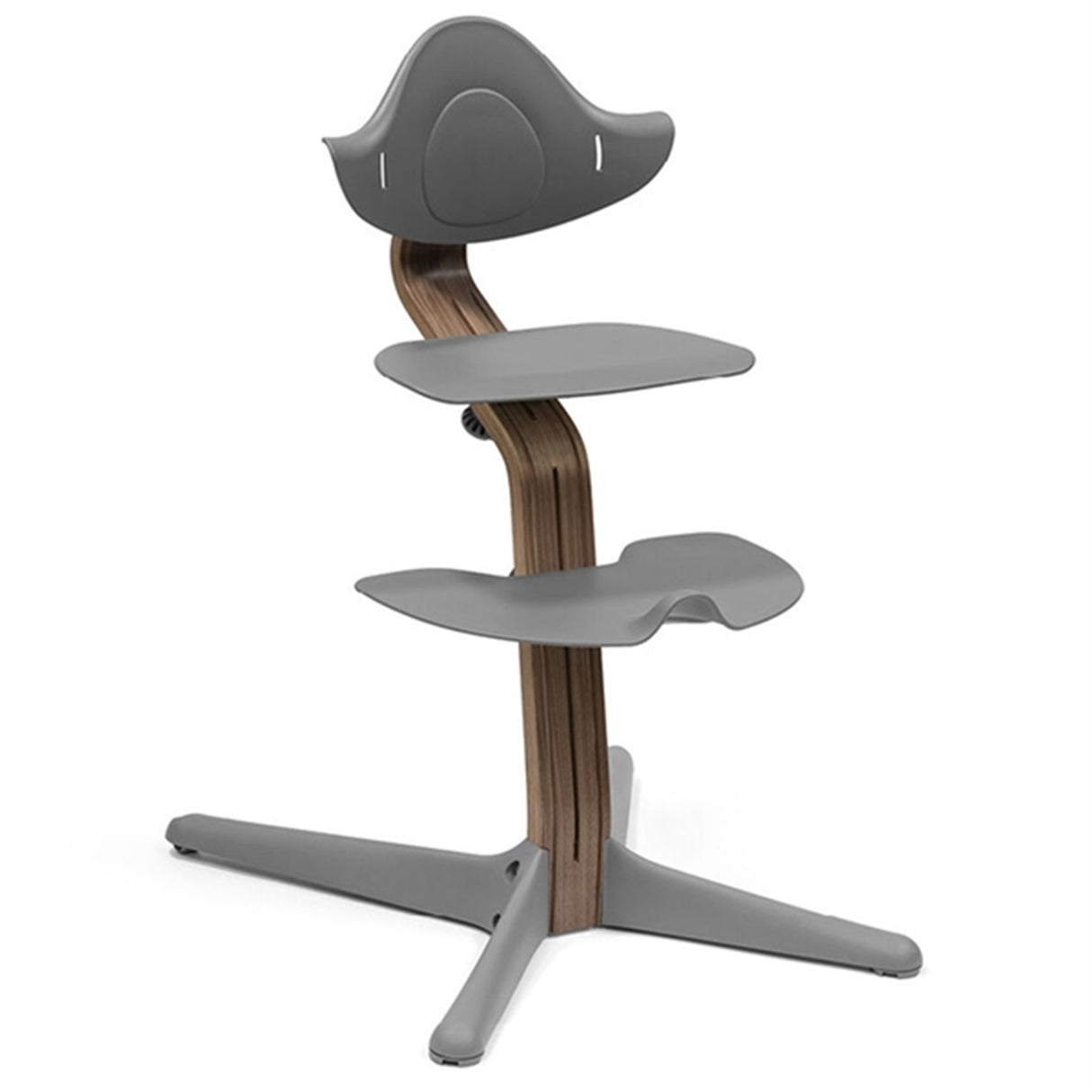 Stokke® Nomi® Walnut Grey Stol + Grey Grey Pink Nyfødtsett Pakke