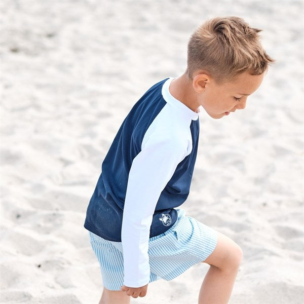 Petit Crabe Blue/White Raglan UV Badegenser