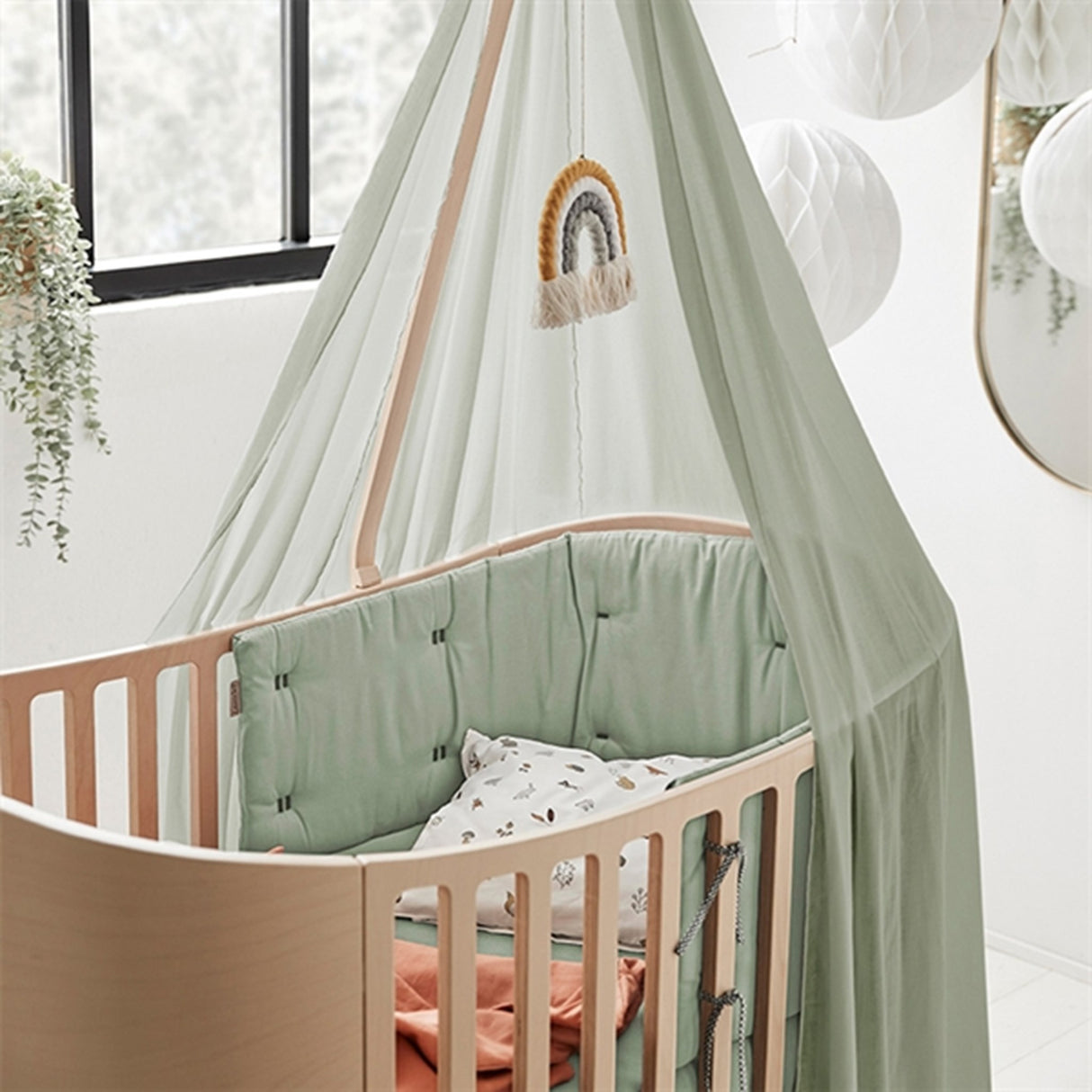 Leander Laken til Babyseng 2-Pak Sage Green