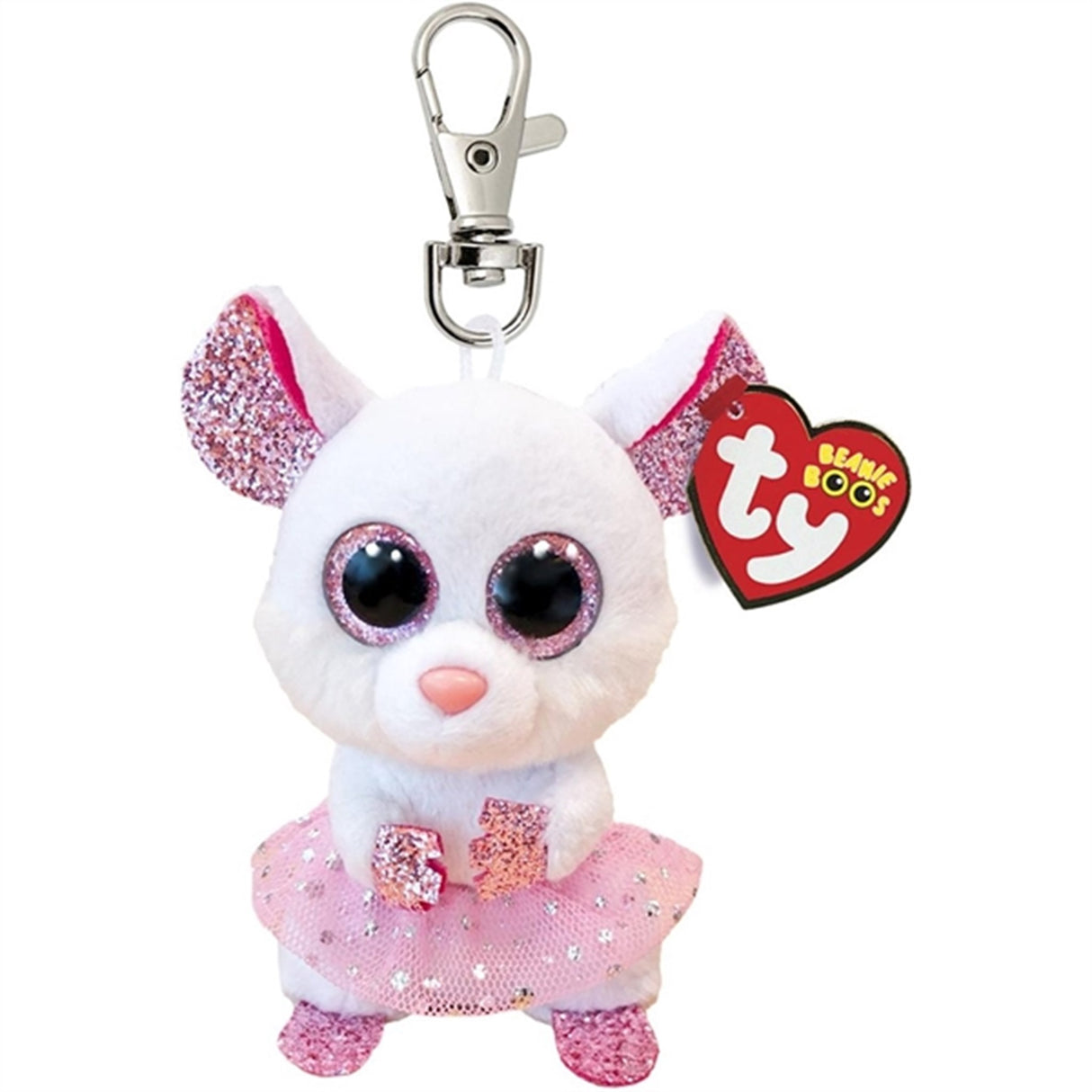 TY Beanie Boos Nina - White Ballerinasko Mus Clip