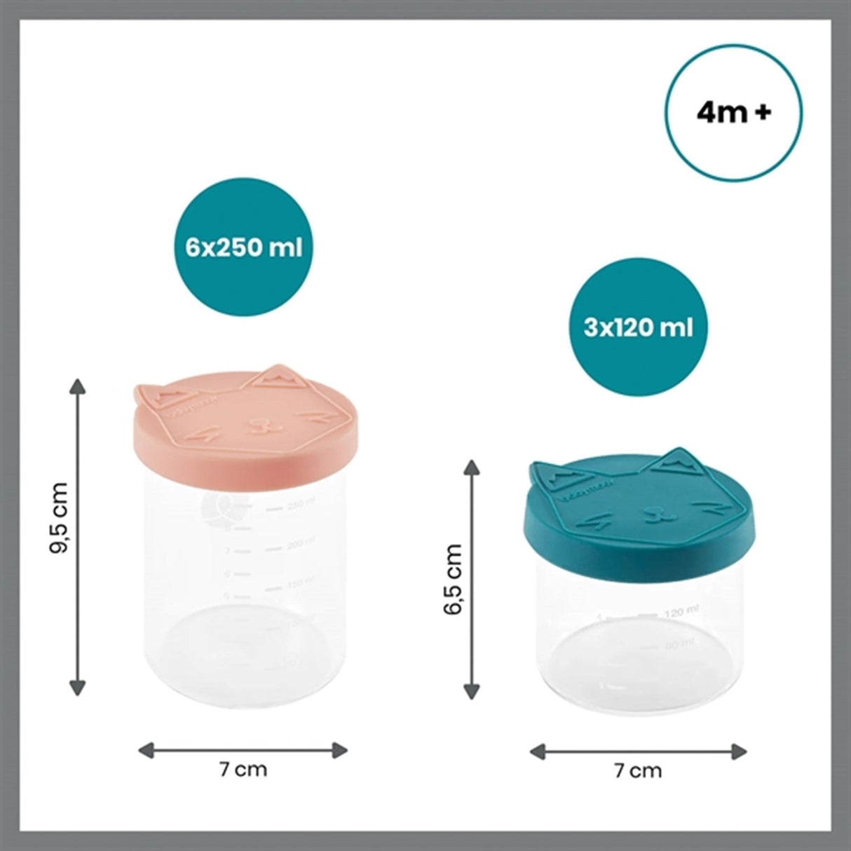 Babymoov ISY Glassbøtter - 6x 250ml + 3x 120ml