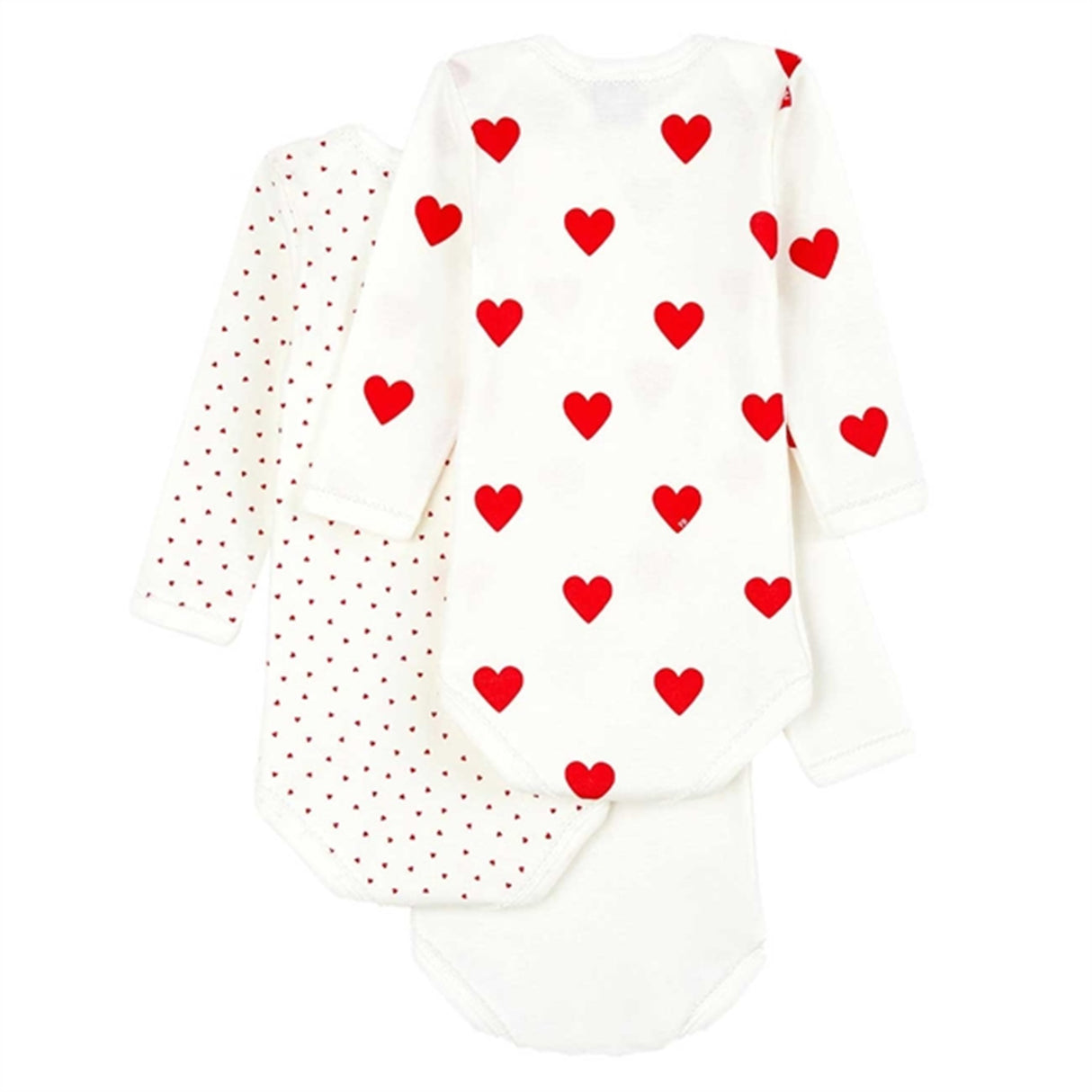 Petit Bateau Body 3-pack White/Red Hearts