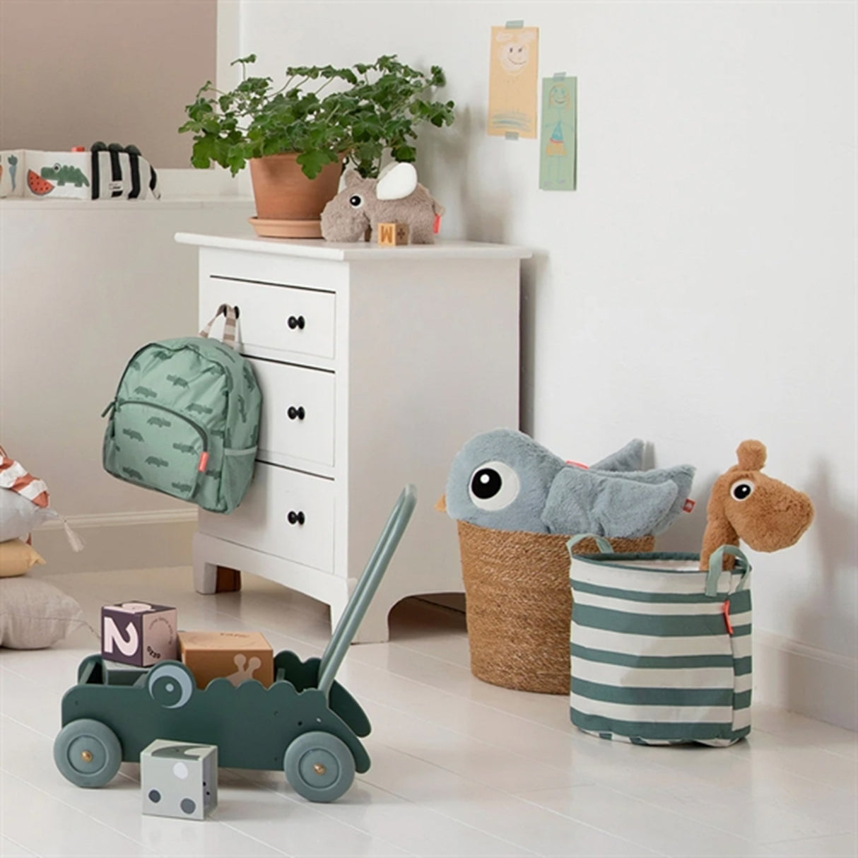 Done by Deer Opbevaringskurve 3-pak Happy Clouds Green