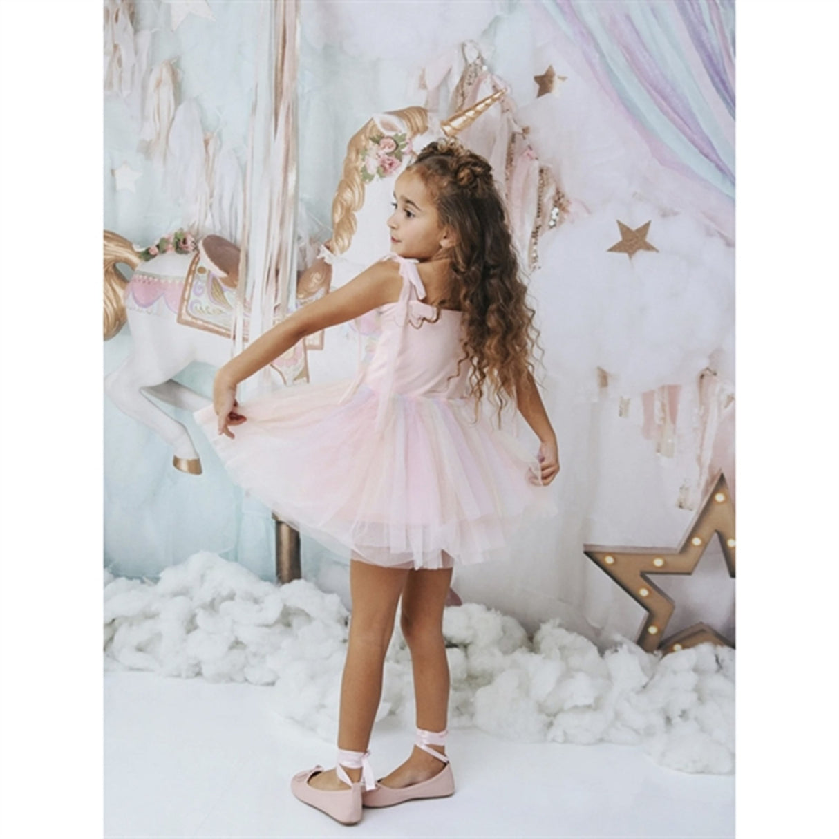 Dolly by Le Petit Tom Unicorn Rainbow Ballerinasko Tulle Tutu Kjole Rainbow Pastel