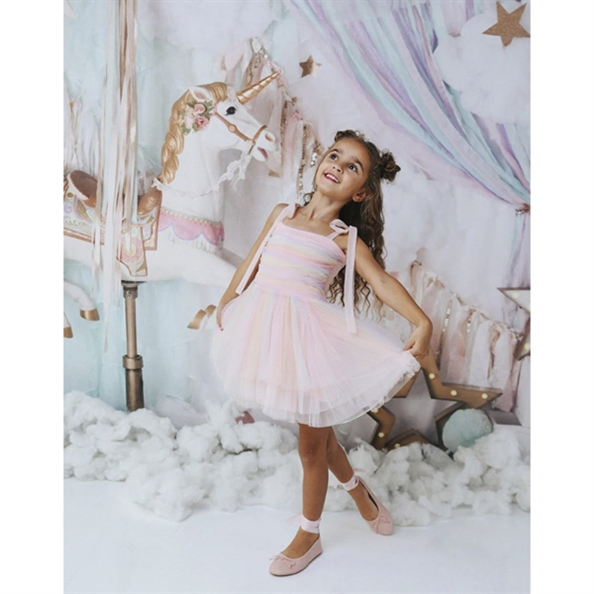 Dolly by Le Petit Tom Unicorn Rainbow Ballerinasko Tulle Tutu Kjole Rainbow Pastel
