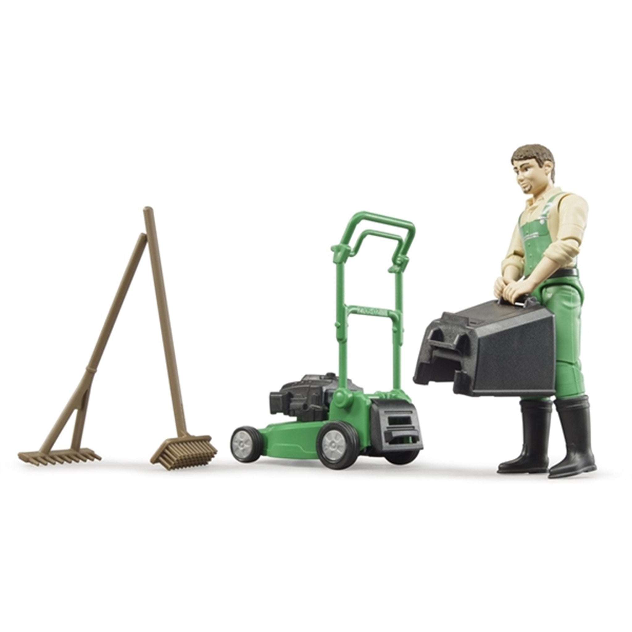 Bruder Bworld Gardener with Lawn Mower and Equipment 2