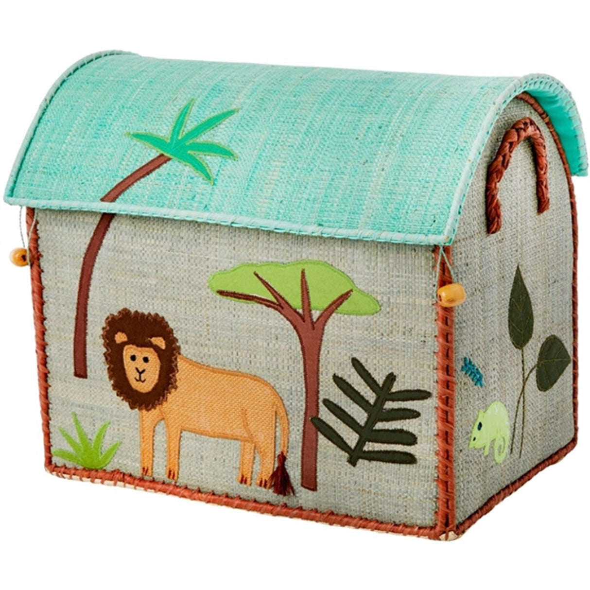 RICE Jungle Theme Raffia Kurvehus til Opbevaring 3-pak