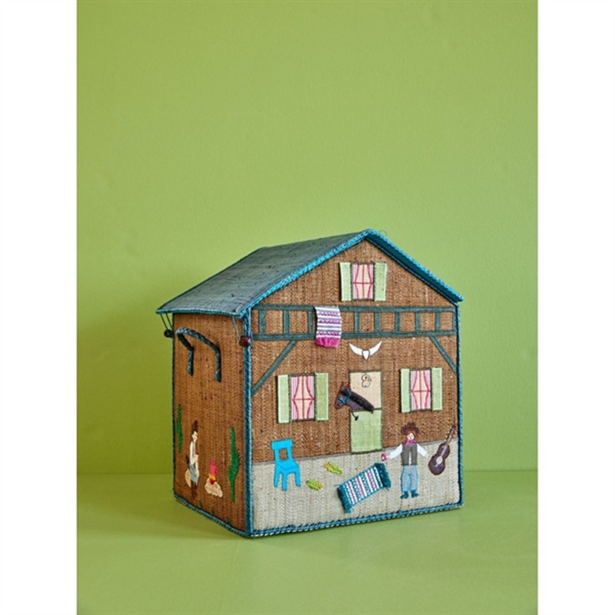 RICE Adventure Theme Raffia Kurvehus til Oppbevaring 3-pakning