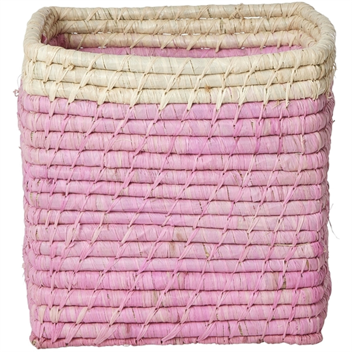 RICE Soft Pink/Nature Firkantet Oppbevaringskurv Lille