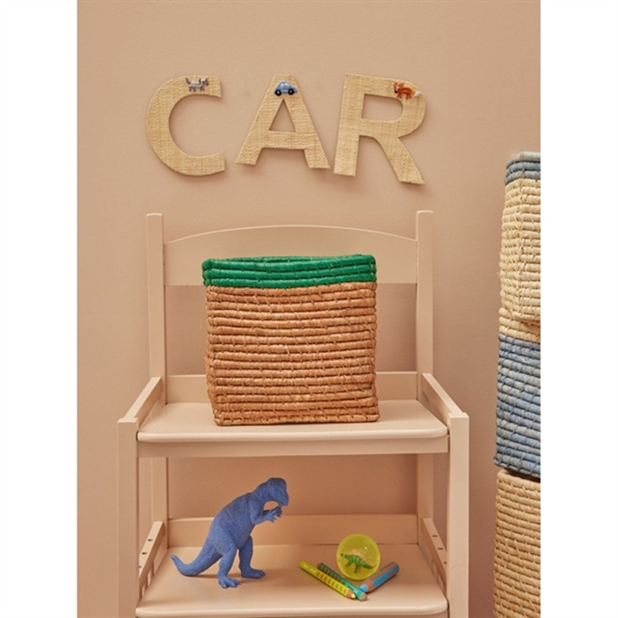 RICE Tea/Green Firkantet Oppbevaringskurv Lille