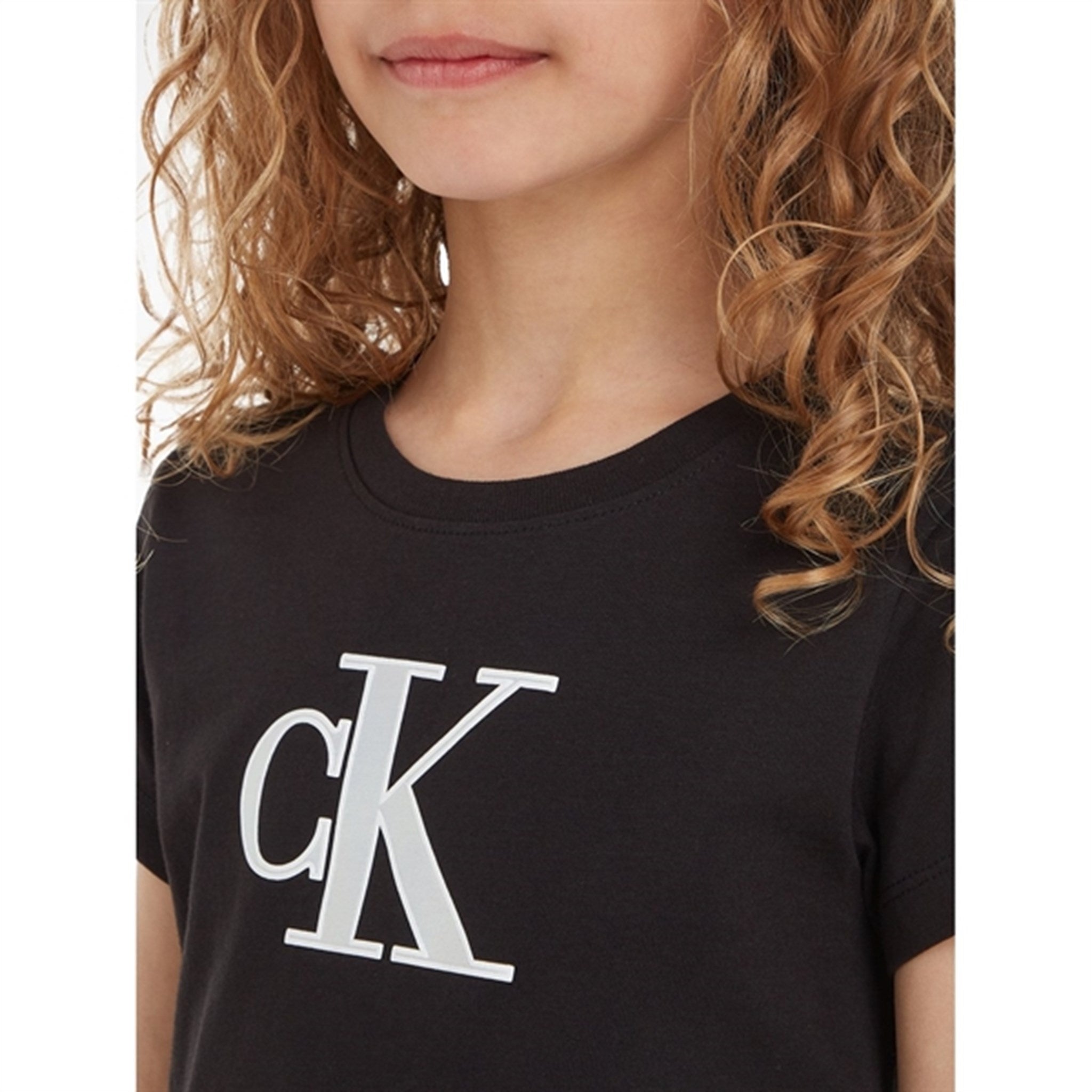 Calvin Klein Metallic Monogram Slim T-Shirt Ck Black 6