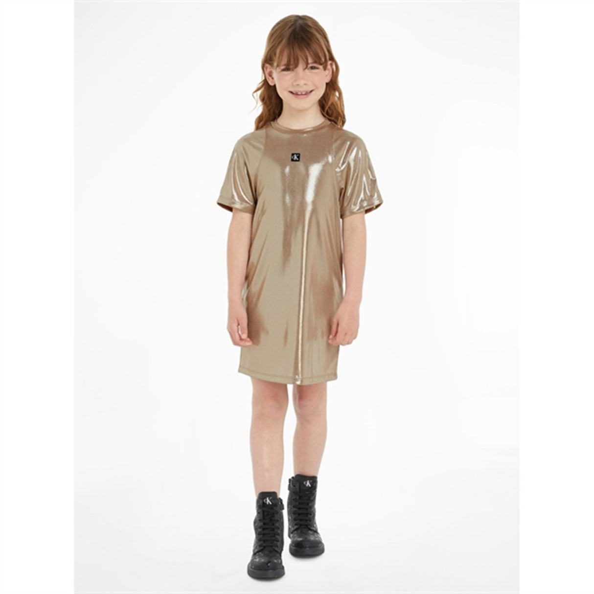 Calvin Klein Metallic Coated Kjole Frosted Almond