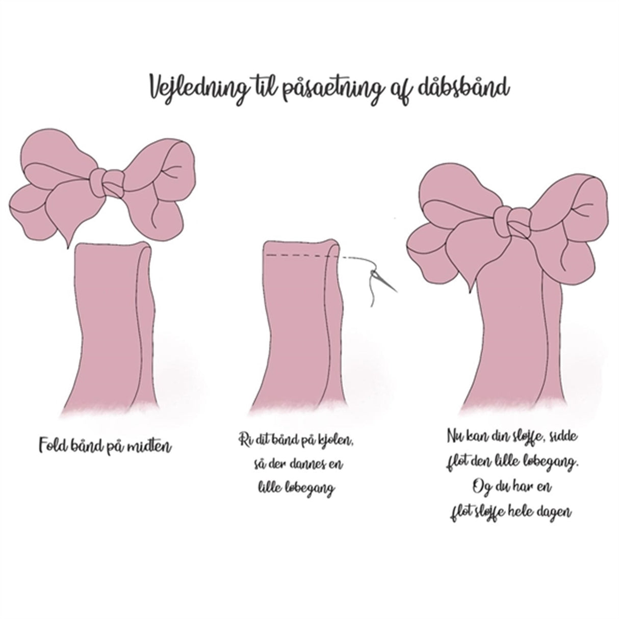 Bow's by Stær Dåbsbånd Satin m. Dobbelt Sløjfe Navy