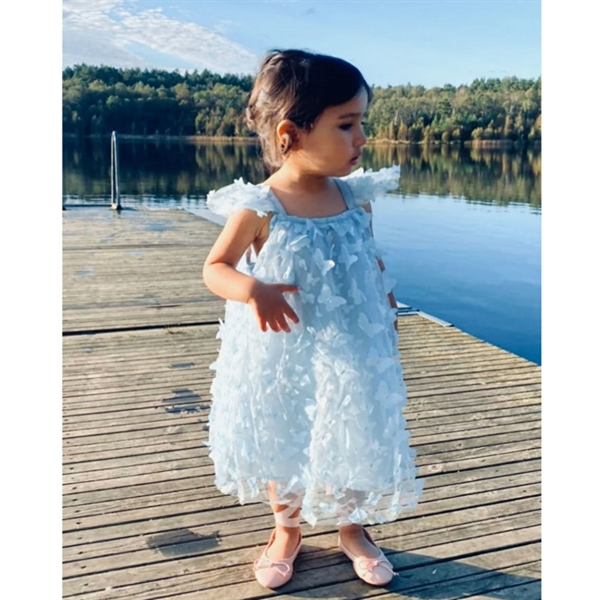Dolly by Le Petit Allover Butterflies Tutu Kjole Blue