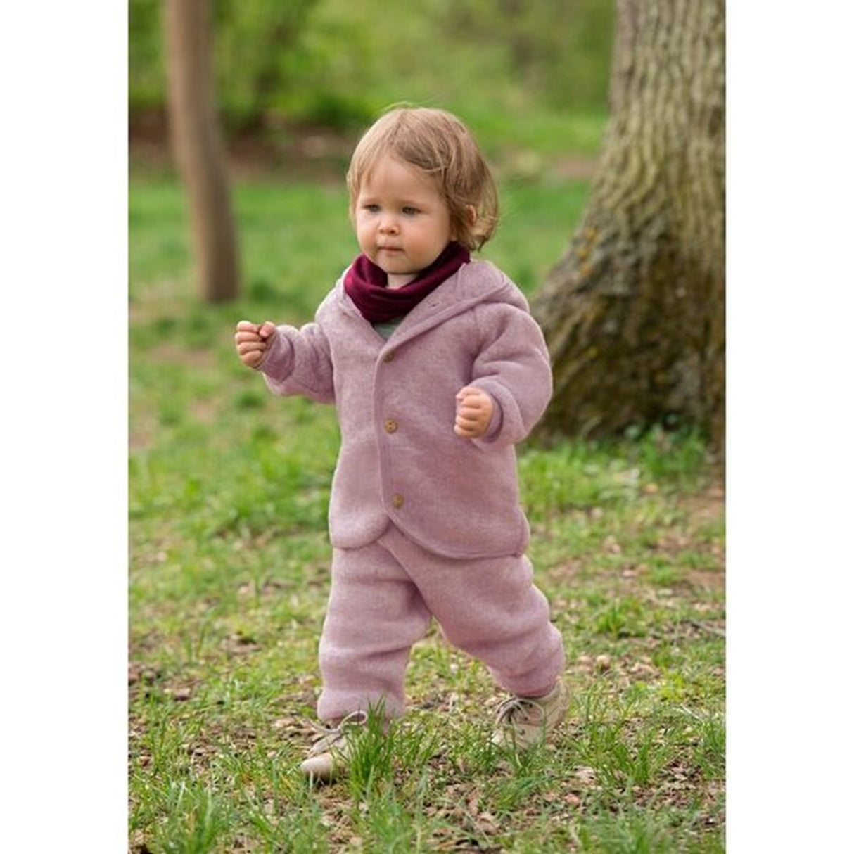 Engel Hooded Cardigan m. Treknapper Rosewood Mélange