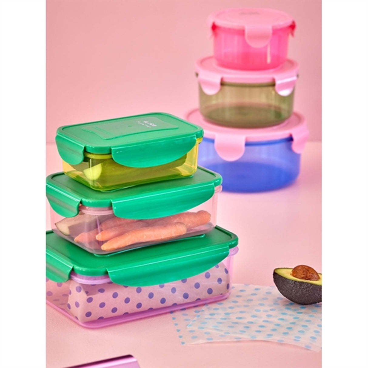 RICE Multicolor Opbevaringsbøtter 3-pakning