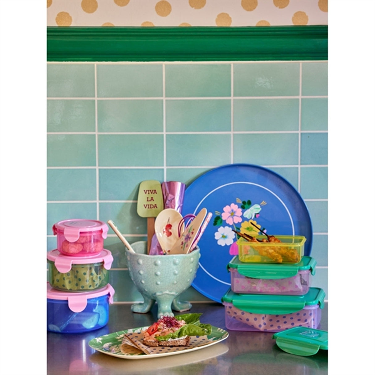 RICE Multicolor Opbevaringsbøtter 3-pakning