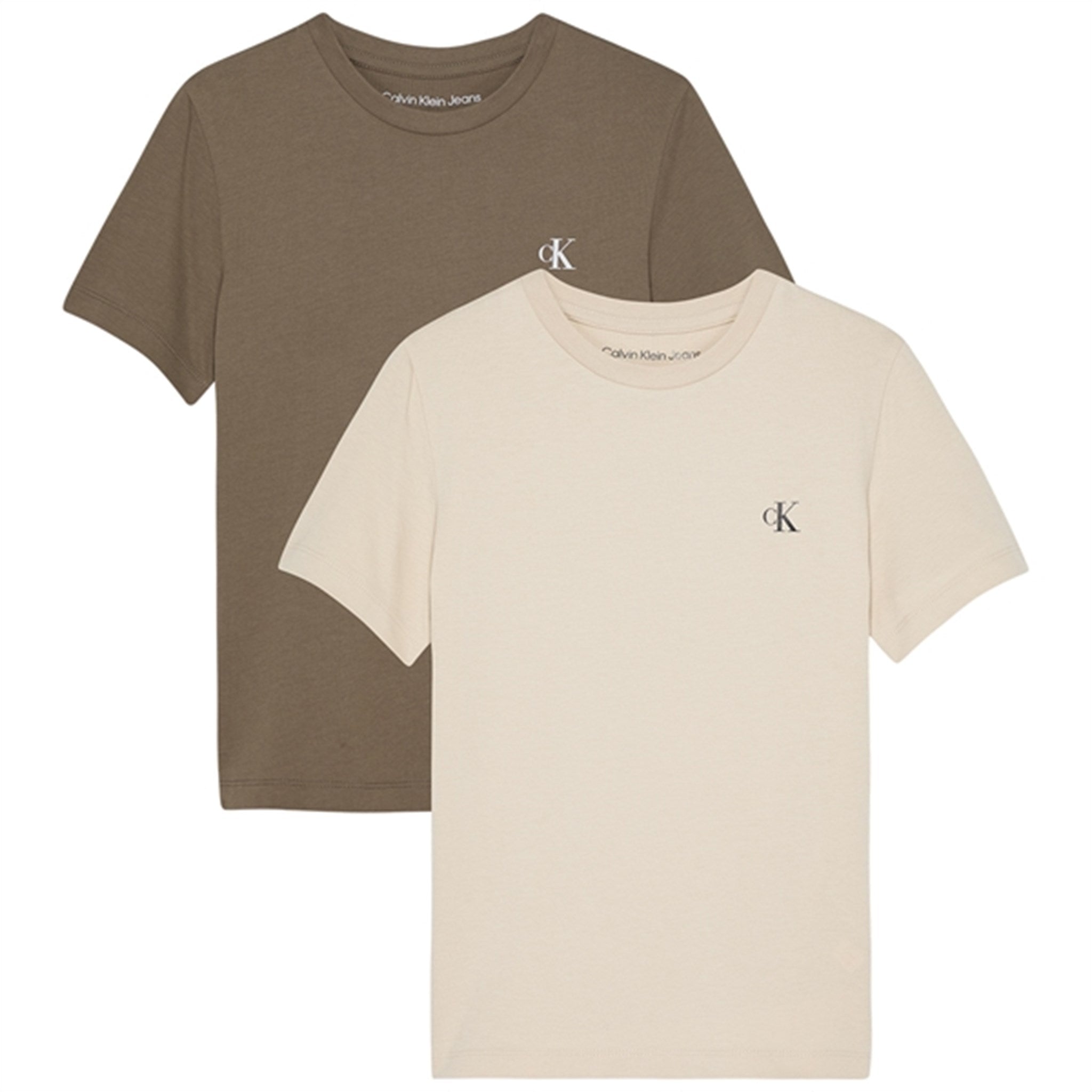 Calvin Klein Monogram T-shirt 2-pakning Shitake/Classic Beige