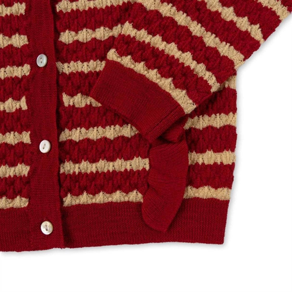 Konges Sløjd Jolly Stripe Cane Strikk Frill Ull Cardigan