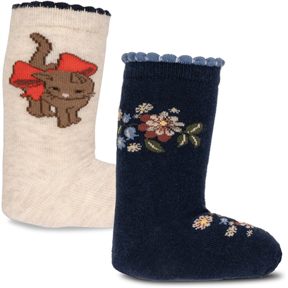 Konges Sløjd Cat/Flower 2-Pak Lapis Sokker